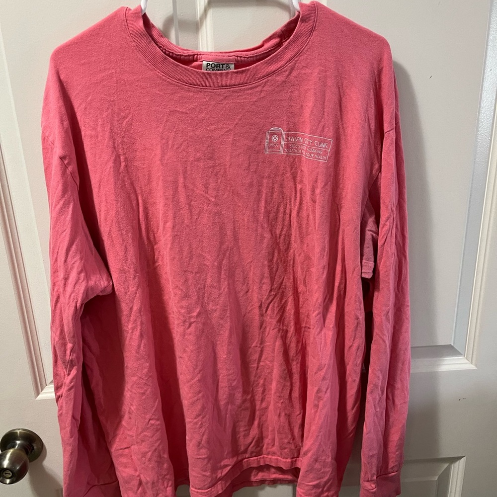 Port & Company Pink Long Sleeve Shirt